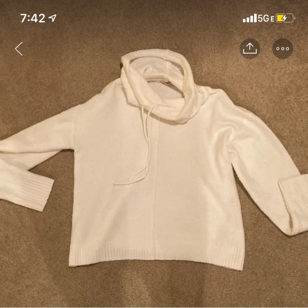 White Cowl Neck Hoodie